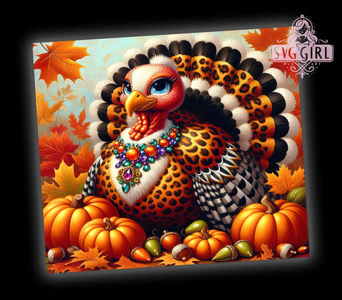 Thanksgiving Tumbler, Turkey Tumbler, Leopard Print Tumbler, 20oz Tumbler, PNG Sublimation Design, Fall Drinkware, Thanksgiving Gift, Animal Print Thanksgiving Sublimation SvggirlplusArt 