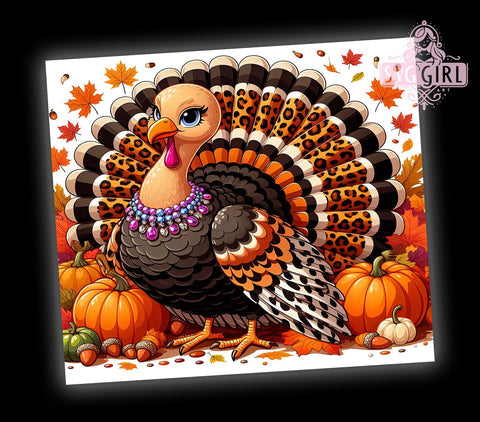 Thanksgiving Tumbler, Turkey Tumbler, Leopard Print Tumbler, 20oz Tumbler, PNG Sublimation Design, Fall Drinkware, Thanksgiving Gift, Animal Print Thanksgiving Sublimation SvggirlplusArt 