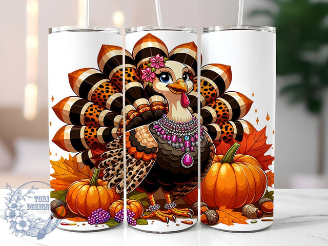 Thanksgiving Tumbler Wrap, Turkey Tumbler Design, Leopard Print Drinkware, Fall Sublimation, Holiday Gift, Cute Thanksgiving Decor, Personalized Tumbler, Autumn Drinkware Sublimation ToriDesigns 