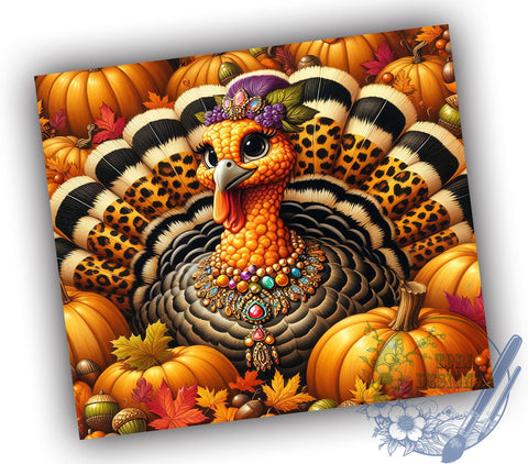 Thanksgiving Tumbler Wrap, Turkey Tumbler Design, Leopard Print Drinkware, Fall Sublimation, Holiday Gift, Cute Thanksgiving Decor, Personalized Tumbler, Autumn Drinkware Sublimation ToriDesigns 