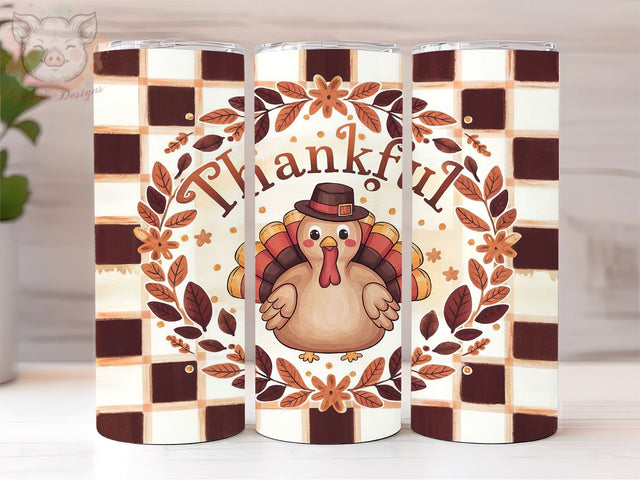 Thanksgiving Turkey 20oz Tumbler Png, Straight & Tapered Tumbler Png, Thankful Tumbler Png, Digital Download PNG Sublimation Lara' s Designs 