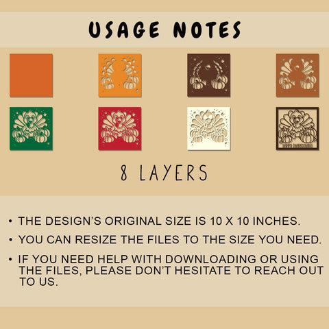 Thanksgiving Turkey 3D Shadow Box SVG, Happy Thanksgiving Layered Paper Cut, Fall Pumpkin Shadow Box, Cricut and Silhouette SVG Template SVG HappyDesignStudio 