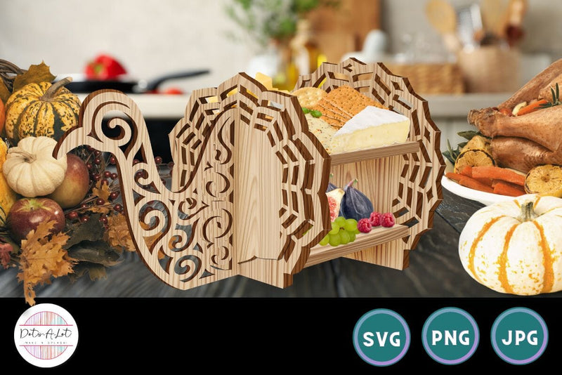 Thanksgiving Turkey Charcuterie Board SVG Dots-A-Lot 