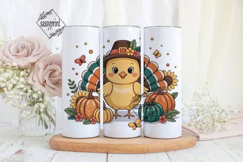 Thanksgiving Turkey Chick 20oz Tumbler Sublimation sassyprint 