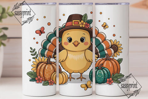 Thanksgiving Turkey Chick 20oz Tumbler Sublimation sassyprint 