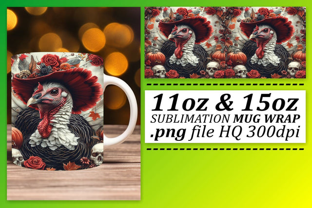 Thanksgiving Turkey Design Wrap for 11oz/15oz Tumblers Sublimation afrosvg 