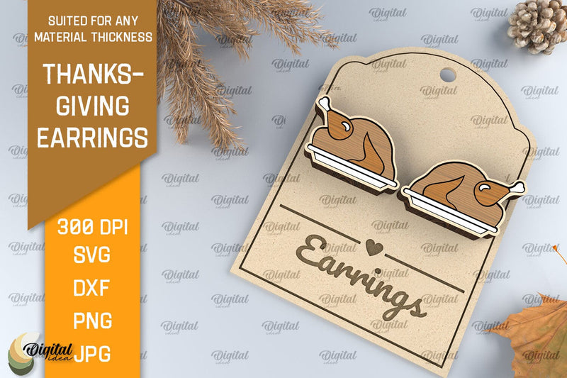 Thanksgiving Turkey Earrings Laser Cut SVG Evgenyia Guschina 