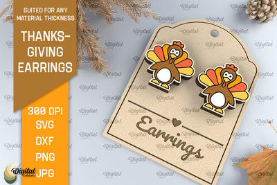 Thanksgiving Turkey Earrings Laser Cut SVG Evgenyia Guschina 