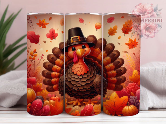 Thanksgiving Turkey Harvest Tumbler, Fall Wrap, 20Oz Tumbler, Sublimation Design, Harvest Vibes, Gobble Gobble, Autumn Feast Sublimation Li Zamperini 