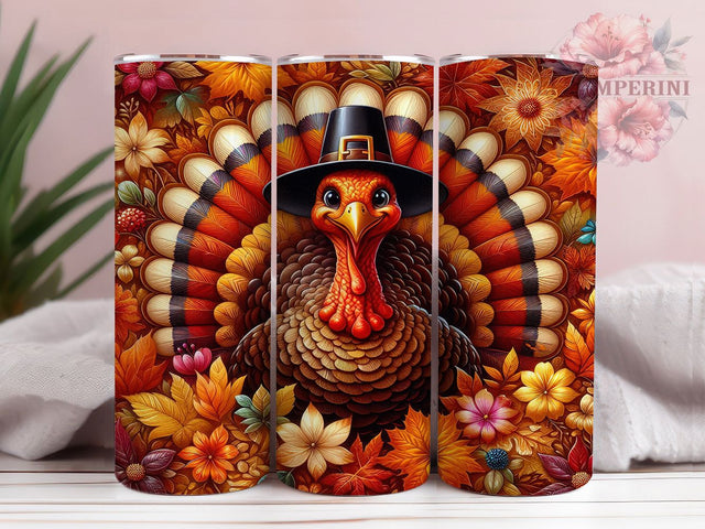 Thanksgiving Turkey Harvest Tumbler, Fall Wrap, 20Oz Tumbler, Sublimation Design, Harvest Vibes, Gobble Gobble, Autumn Feast Sublimation Li Zamperini 