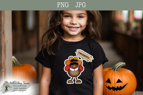 Thanksgiving Turkey Holding a Sign I'm Stuffed Thanksgiving cute Turkey for kid shirt turkey tumbler mug and tote design for Thanksgiving Sublimation Willow Paige Farms 