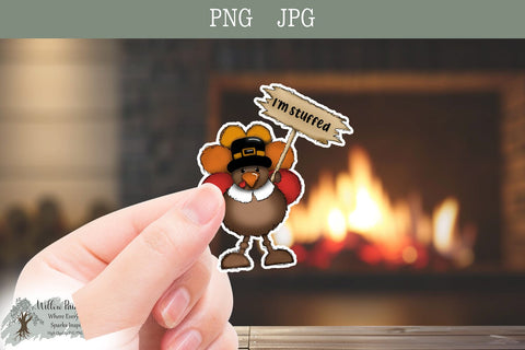 Thanksgiving Turkey Holding a Sign I'm Stuffed Thanksgiving cute Turkey for kid shirt turkey tumbler mug and tote design for Thanksgiving Sublimation Willow Paige Farms 