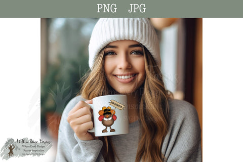 Thanksgiving Turkey Holding a Sign I'm Stuffed Thanksgiving cute Turkey for kid shirt turkey tumbler mug and tote design for Thanksgiving Sublimation Willow Paige Farms 