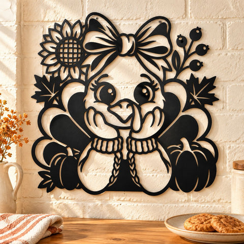 Thanksgiving Turkey Laser SVG | Cute Fall Turkey DXF | Autumn Farmhouse Metal Wall Art | Holiday Plasma CNC Cutting File SVG HappyDesignStudio 