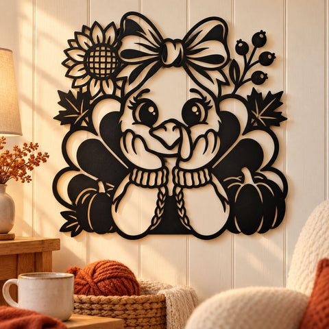 Thanksgiving Turkey Laser SVG | Cute Fall Turkey DXF | Autumn Farmhouse Metal Wall Art | Holiday Plasma CNC Cutting File SVG HappyDesignStudio 