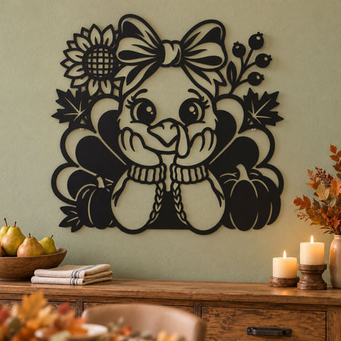 Thanksgiving Turkey Laser SVG | Cute Fall Turkey DXF | Autumn Farmhouse Metal Wall Art | Holiday Plasma CNC Cutting File SVG HappyDesignStudio 