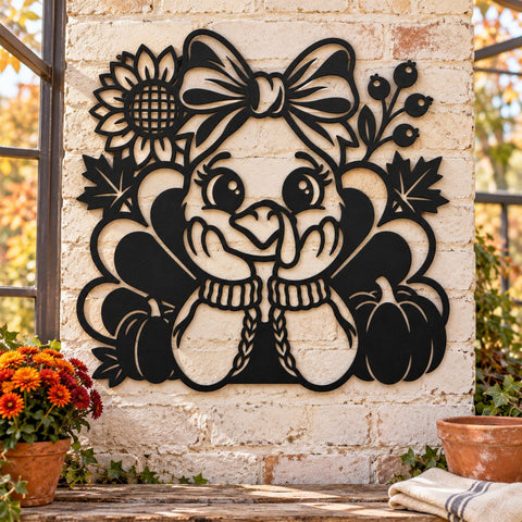 Thanksgiving Turkey Laser SVG | Cute Fall Turkey DXF | Autumn Farmhouse Metal Wall Art | Holiday Plasma CNC Cutting File SVG HappyDesignStudio 