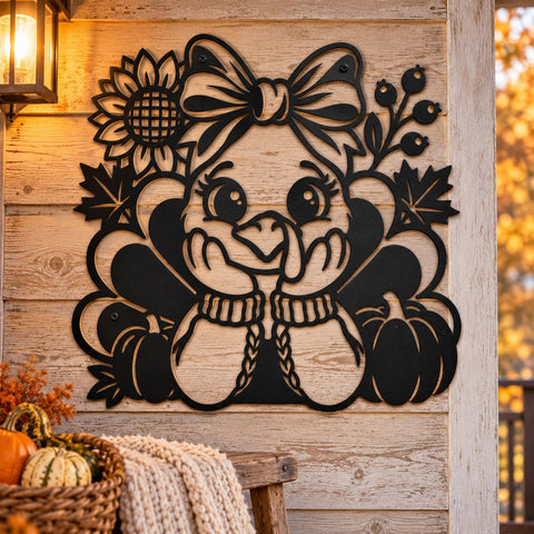 Thanksgiving Turkey Laser SVG | Cute Fall Turkey DXF | Autumn Farmhouse Metal Wall Art | Holiday Plasma CNC Cutting File SVG HappyDesignStudio 