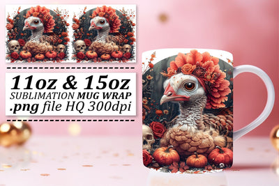 Thanksgiving Turkey Mug Wrap 11oz/15oz Design Sublimation afrosvg 
