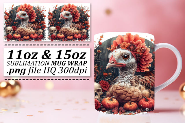 Thanksgiving Turkey Mug Wrap 11oz/15oz Design Sublimation afrosvg 