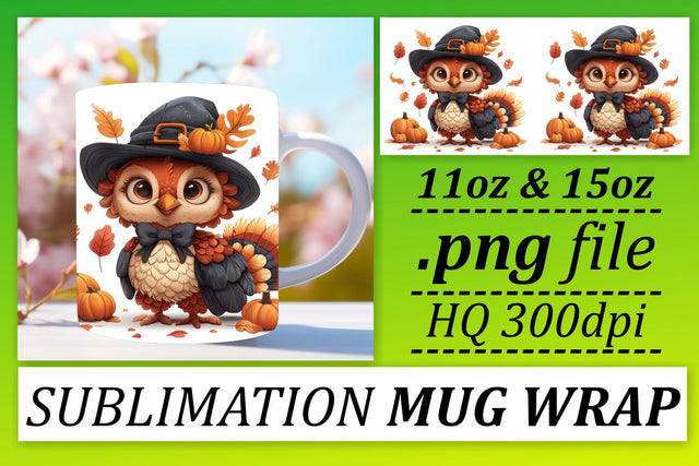 Thanksgiving Turkey Mug Wrap 11oz/15oz Sublimation Sublimation afrosvg 