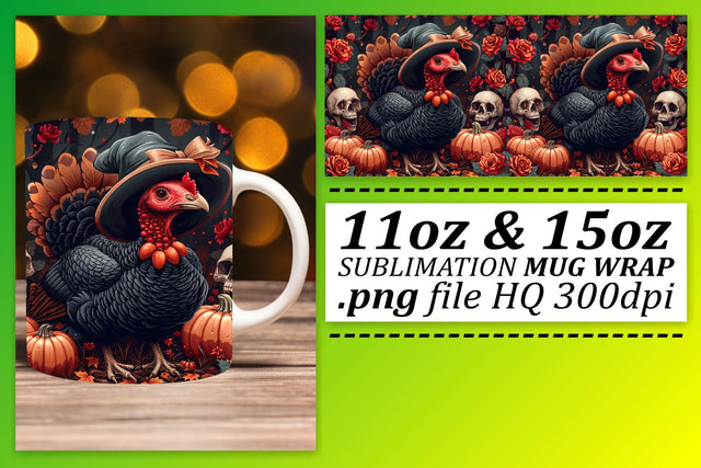 Thanksgiving Turkey Mug Wrap Sublimation 11oz/15oz Sublimation afrosvg 