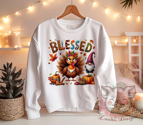 Thanksgiving Turkey PNG, Pumpkin Decor, Blessed Design, Fall Art, Sublimation Download, Holiday Crafts, Thanksgiving Gifts, Digital Art Sublimation Lara' s Designs 