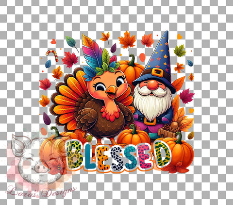 Thanksgiving Turkey PNG, Pumpkin Decor, Blessed Design, Fall Art, Sublimation Download, Holiday Crafts, Thanksgiving Gifts, Digital Art Sublimation Lara' s Designs 