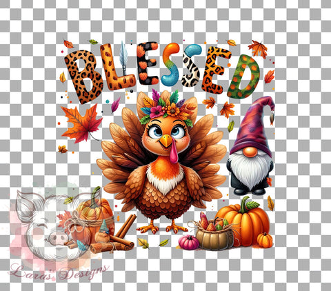 Thanksgiving Turkey PNG, Pumpkin Decor, Blessed Design, Fall Art, Sublimation Download, Holiday Crafts, Thanksgiving Gifts, Digital Art Sublimation Lara' s Designs 