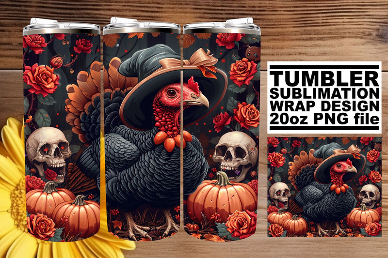 Thanksgiving Turkey Tumbler Wrap Sublimation 20oz Sublimation afrosvg 