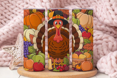 Thanksgiving Turkey Tumbler Wrap Sublimation DesignSVG 
