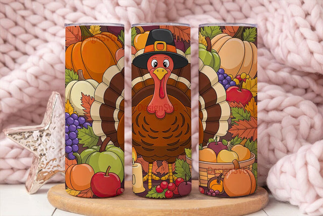 Thanksgiving Turkey Tumbler Wrap Sublimation DesignSVG 