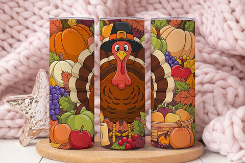 Thanksgiving Turkey Tumbler Wrap Sublimation DesignSVG 