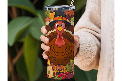 Thanksgiving Turkey Tumbler Wrap Sublimation DesignSVG 