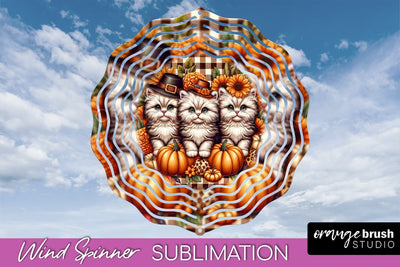 Thanksgiving Wind Spinner - Cat Wind Spinner Sublimation PNG Sublimation OrangeBrushStudio 