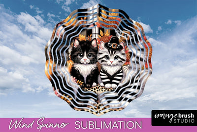Thanksgiving Wind Spinner - Cat Wind Spinner Sublimation PNG Sublimation OrangeBrushStudio 
