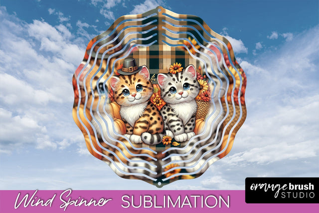 Thanksgiving Wind Spinner - Cat Wind Spinner Sublimation PNG Sublimation OrangeBrushStudio 