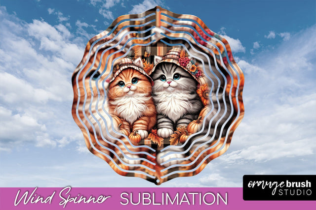 Thanksgiving Wind Spinner - Cat Wind Spinner Sublimation PNG Sublimation OrangeBrushStudio 