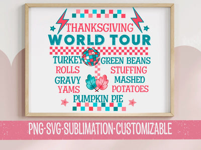 Thanksgiving World Tour SVG | Retro Fall Food Design | Holiday Decor SVG for Cricut & Silhouette SVG YaySportsandSuch 