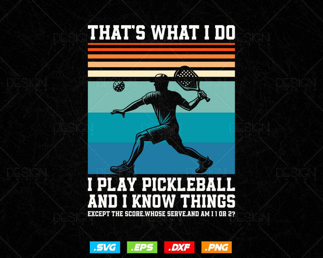 That's What I Do I Play Pickleball Svg Png Files, Paddles Paddleball Clipart T shirts Mug Retro Vintage Design, Instant Download SVG DesignDestine 