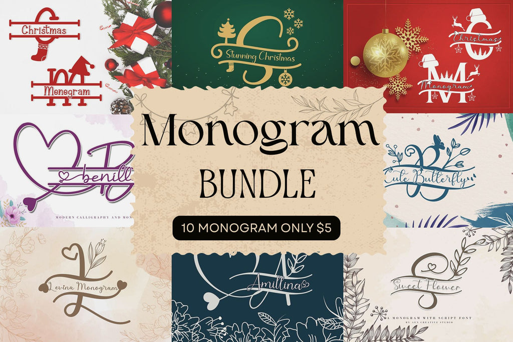 The 10 in 1 Monogram Font Bundle - So Fontsy