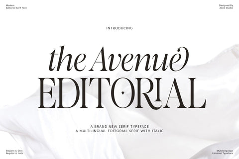 The Avenue Editorial Font Zane Studio55 