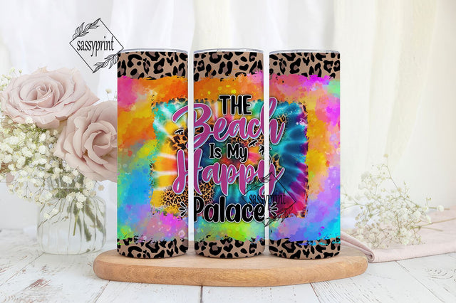 The Beach is a Happy Place 20oz Sublimation Tumbler Designs, Leopard Beach Tumbler Png, Digital Download Sublimation sassyprint 