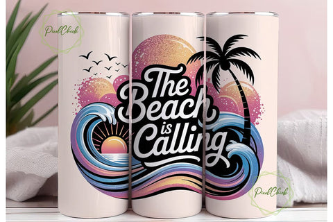The Beach Is Calling 20oz Tumbler Wrap Sublimation PixelChick 