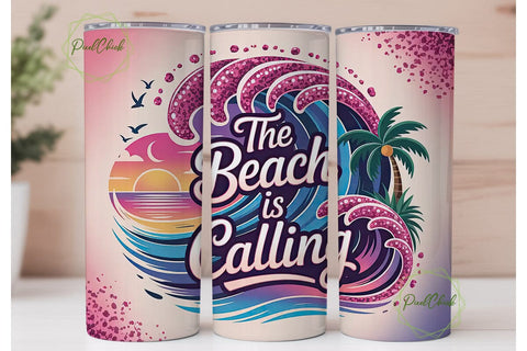 The Beach Is Calling 20oz Tumbler Wrap Sublimation PixelChick 