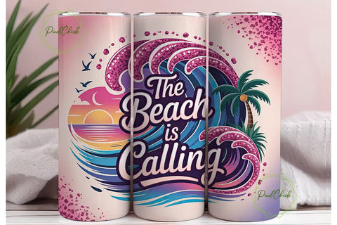 The Beach Is Calling 20oz Tumbler Wrap Sublimation PixelChick 