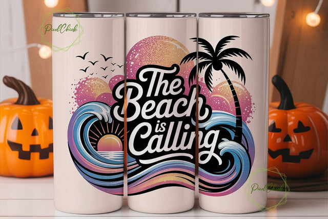 The Beach Is Calling 20oz Tumbler Wrap Sublimation PixelChick 
