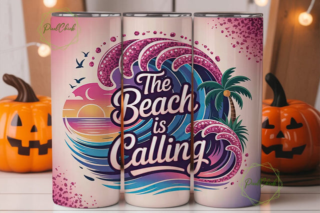 The Beach Is Calling 20oz Tumbler Wrap Sublimation PixelChick 