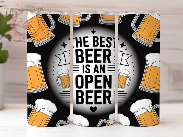 The Best Beer Is Open 20oz Tumbler, Beer Lover Gift, Sublimation Wrap, Funny Dad Mug, 20oz Tumbler Design, The Best Beer Is An Open Beer, Father's Day PNG Sublimation Lara' s Designs 
