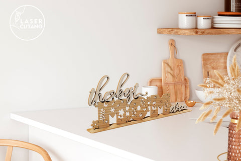 The Best Mom Ever Standing Sign SVG Laser Cut Files - 3D Floral Table Decor Laser Cut Template DXF AI CDR SVG LaserCutano 